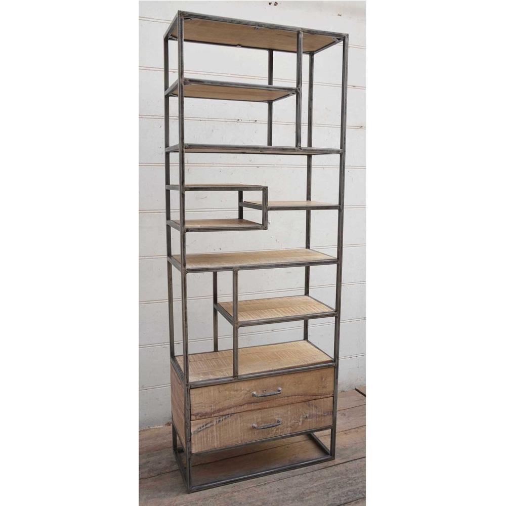 Warren Industrial Slim Iron Bookcase Display Cabinet W/ 2-Drawers Fast shipping On sale