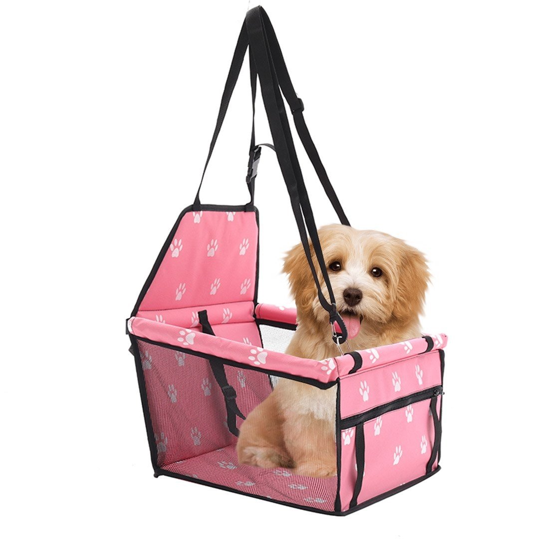 Waterproof Pet Booster Car Seat Breathable Mesh Safety Travel Portable Dog Carrier Bag Pink Cares Fast shipping On sale