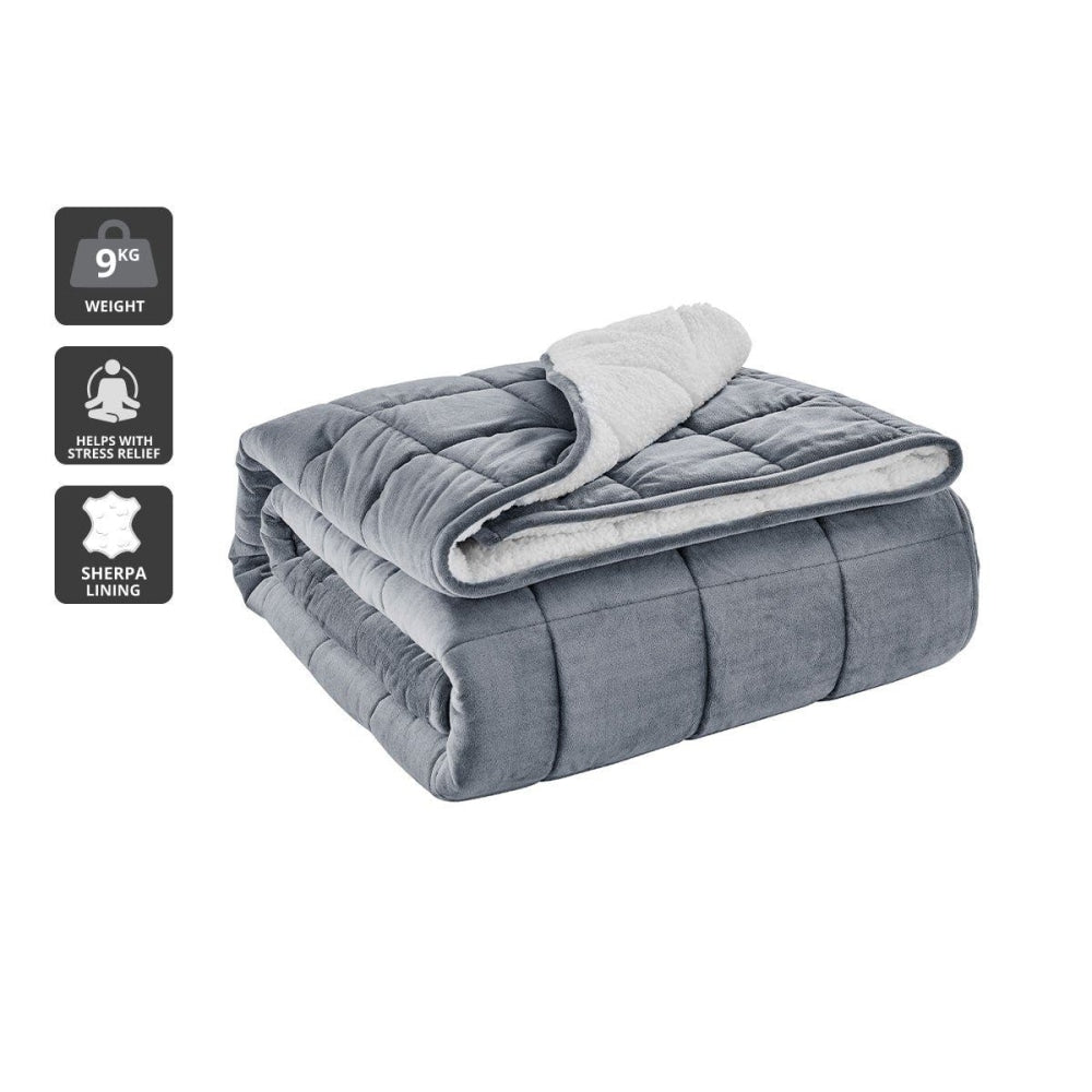 Weighted Sherpa Blanket - Charcoal 9 KG 9kg Fast shipping On sale