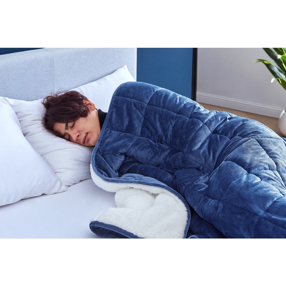 Weighted Sherpa Blanket - Navy 11 KG 11kg Fast shipping On sale