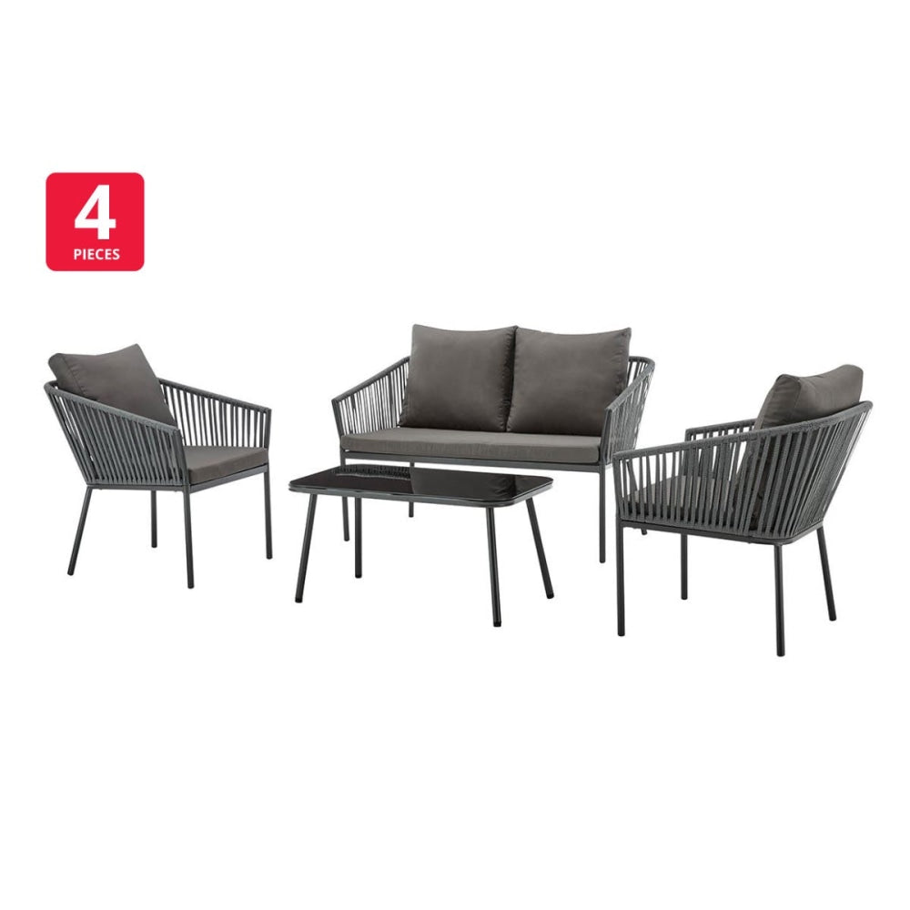 Wellington Rope Detailed 4 Piece Outdoor Furniture Lounge Set Sets Fast shipping On sale