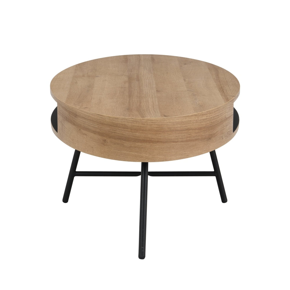 Willow Modern Scandinavian Wooden Oval Coffee Table - Oak/Black Fast shipping On sale