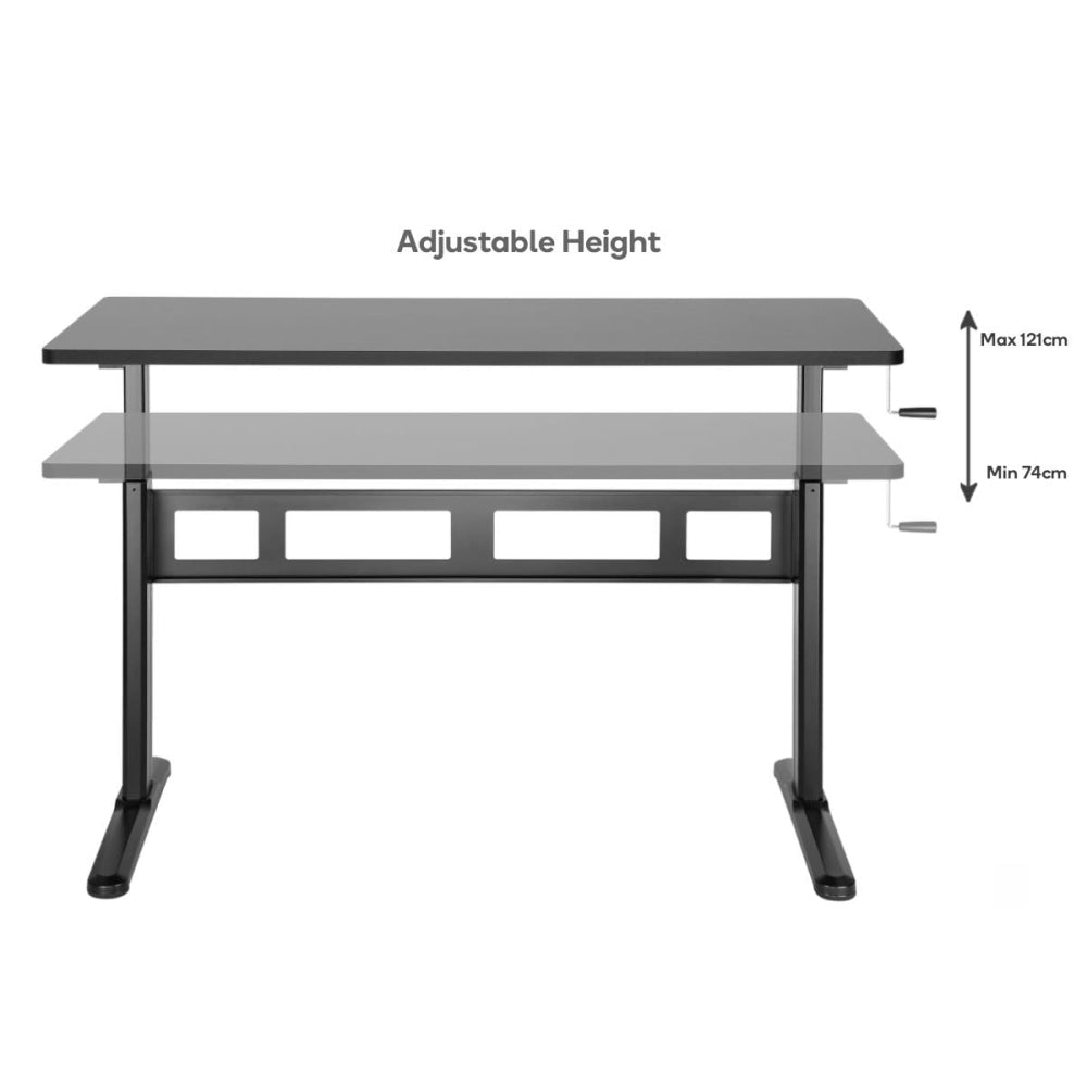 Wind-Up Height Adjustable Sit Stand Computer Work Task Study Office Desk - Black Fast shipping On sale