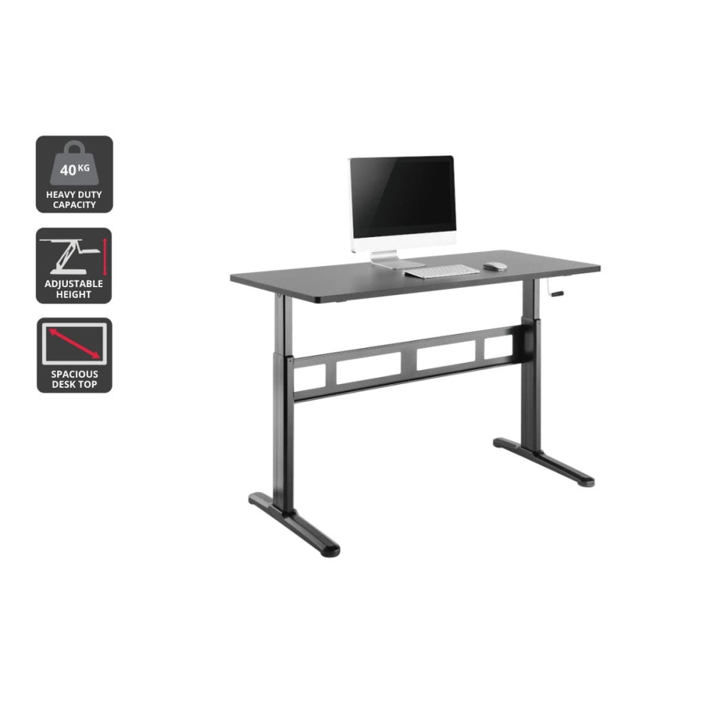 Wind-Up Height Adjustable Sit Stand Computer Work Task Study Office Desk - Black Fast shipping On sale