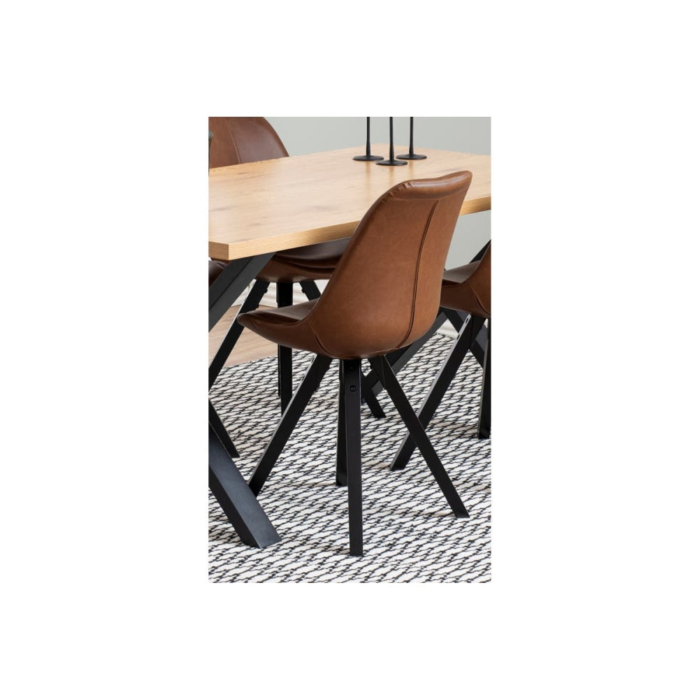 Windsor Rectangular Wooden Kitchen Dining Table 160cm W/ X-Cross Metal Legs - Natural Fast shipping On sale