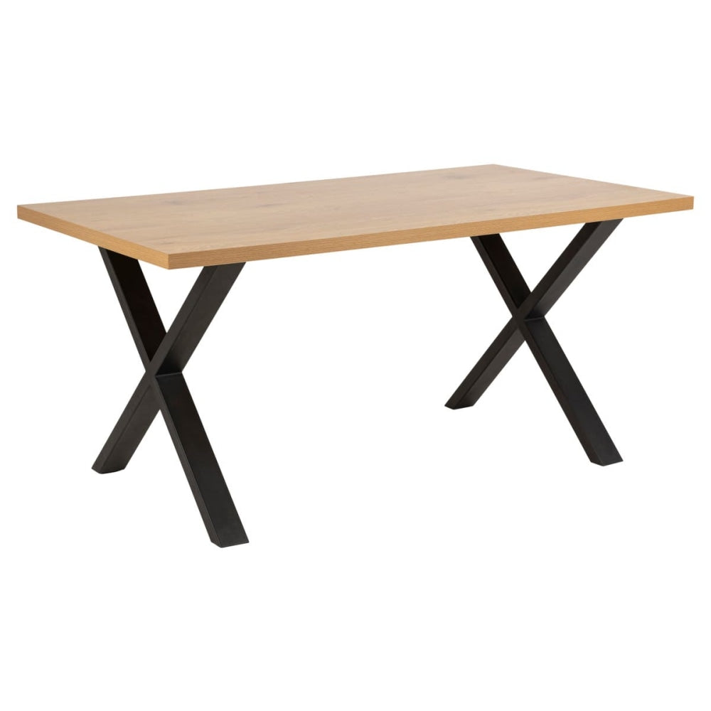 Windsor Rectangular Wooden Kitchen Dining Table 160cm W/ X-Cross Metal Legs - Natural Fast shipping On sale