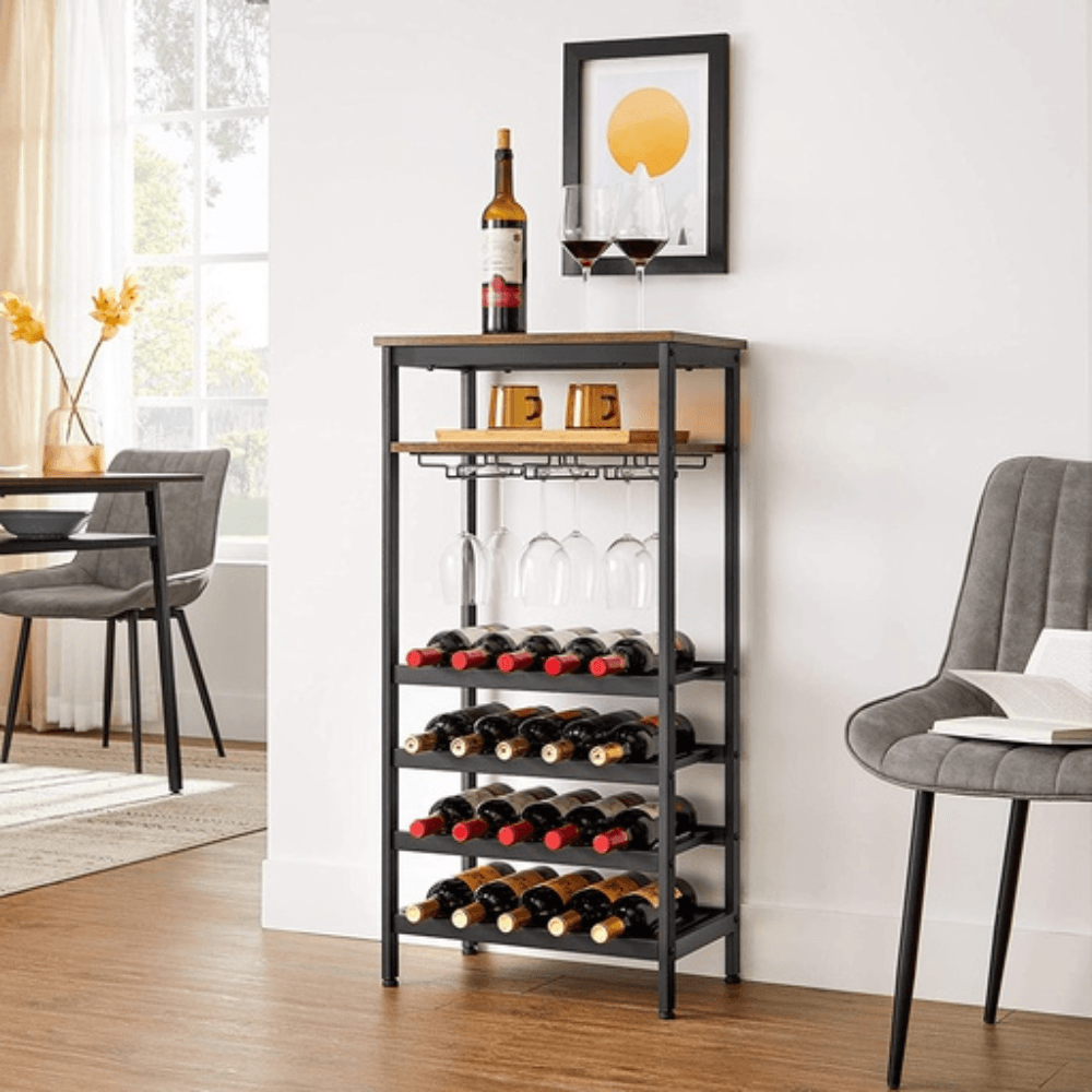 VASAGLE Wine Rack Stand 4-tier Rustic Brown Kitchen Trolley Fast shipping On sale