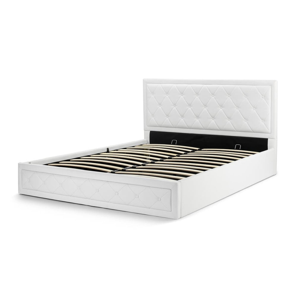 Winslow Gas Lift Bed Frame - White Double Fast shipping On sale