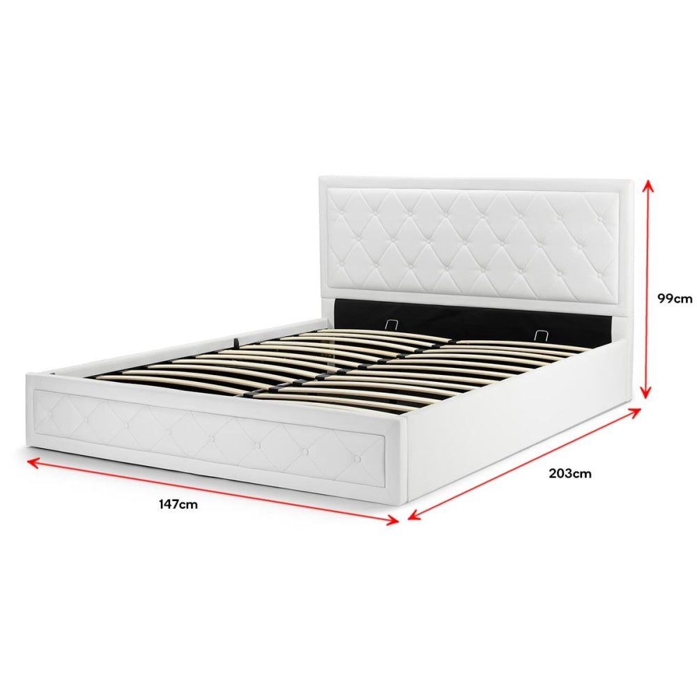 Winslow Gas Lift Bed Frame - White Double Fast shipping On sale