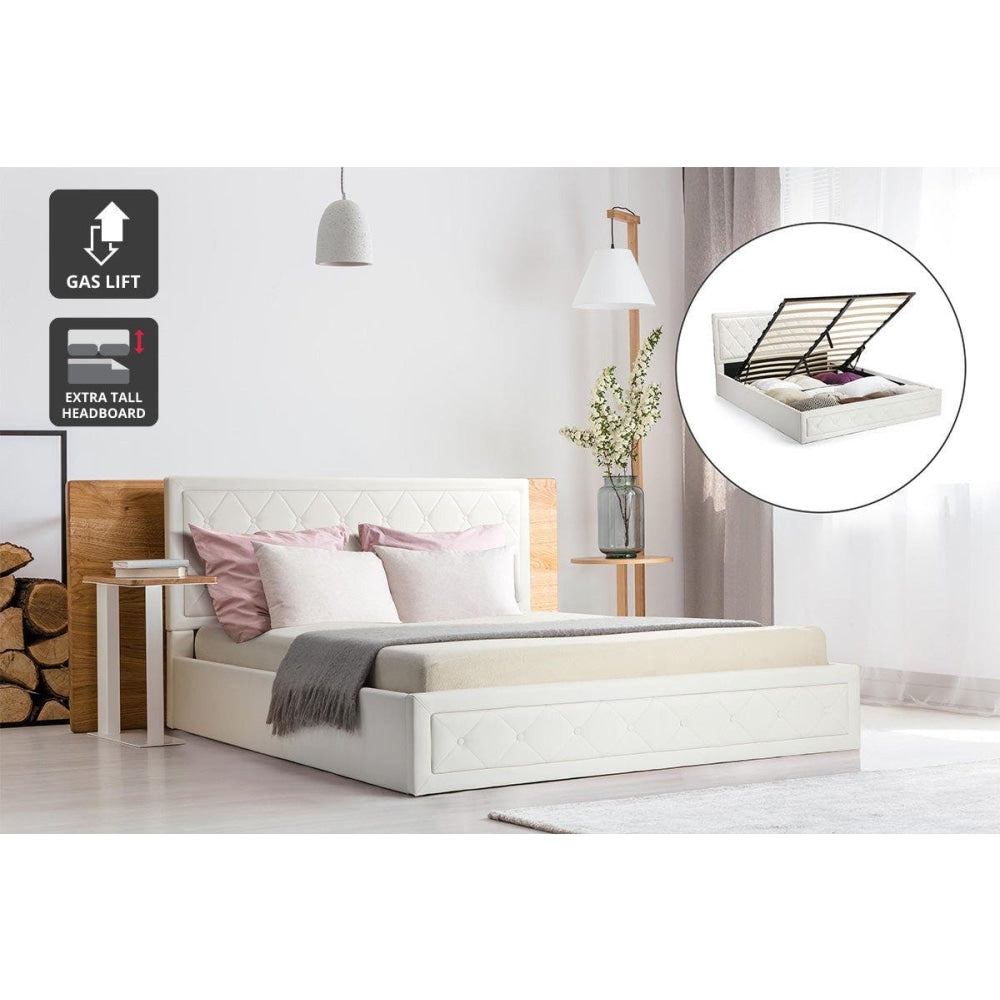 Winslow Gas Lift Bed Frame - White Double Fast shipping On sale