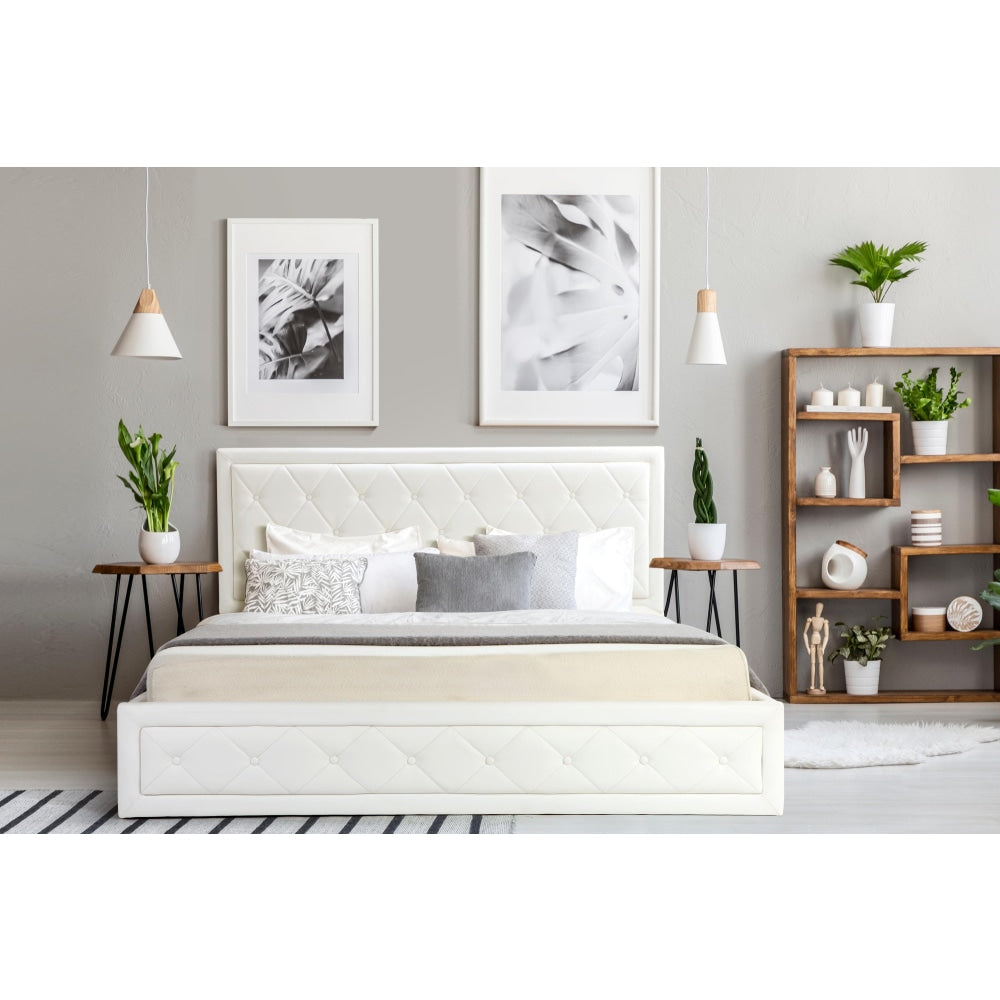 Winslow Gas Lift Bed Frame - White Queen Fast shipping On sale