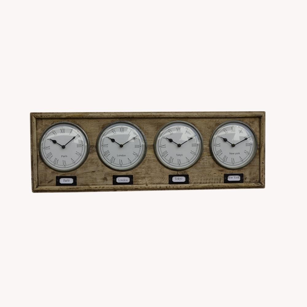 World Clock Roman Numeral Timber Ottoman Fast shipping On sale