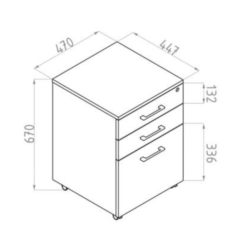 Xavier 3-Drawer Mobile Pedestal Storage Filing Cabinet - Oak & Ironstone Fast shipping On sale