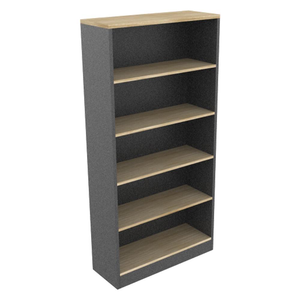 Xavier 5-Tier High Bookcase Display Cabinet W/ Adjustable Shelf - Oak & Ironstone Fast shipping On sale