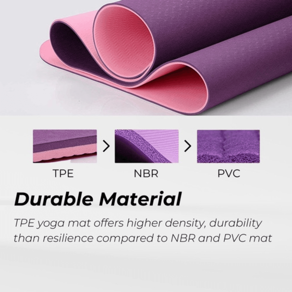 Yoga Mat Dual Color (Lavender) with Bag and Strap TPE Sports & Fitness Fast shipping On sale