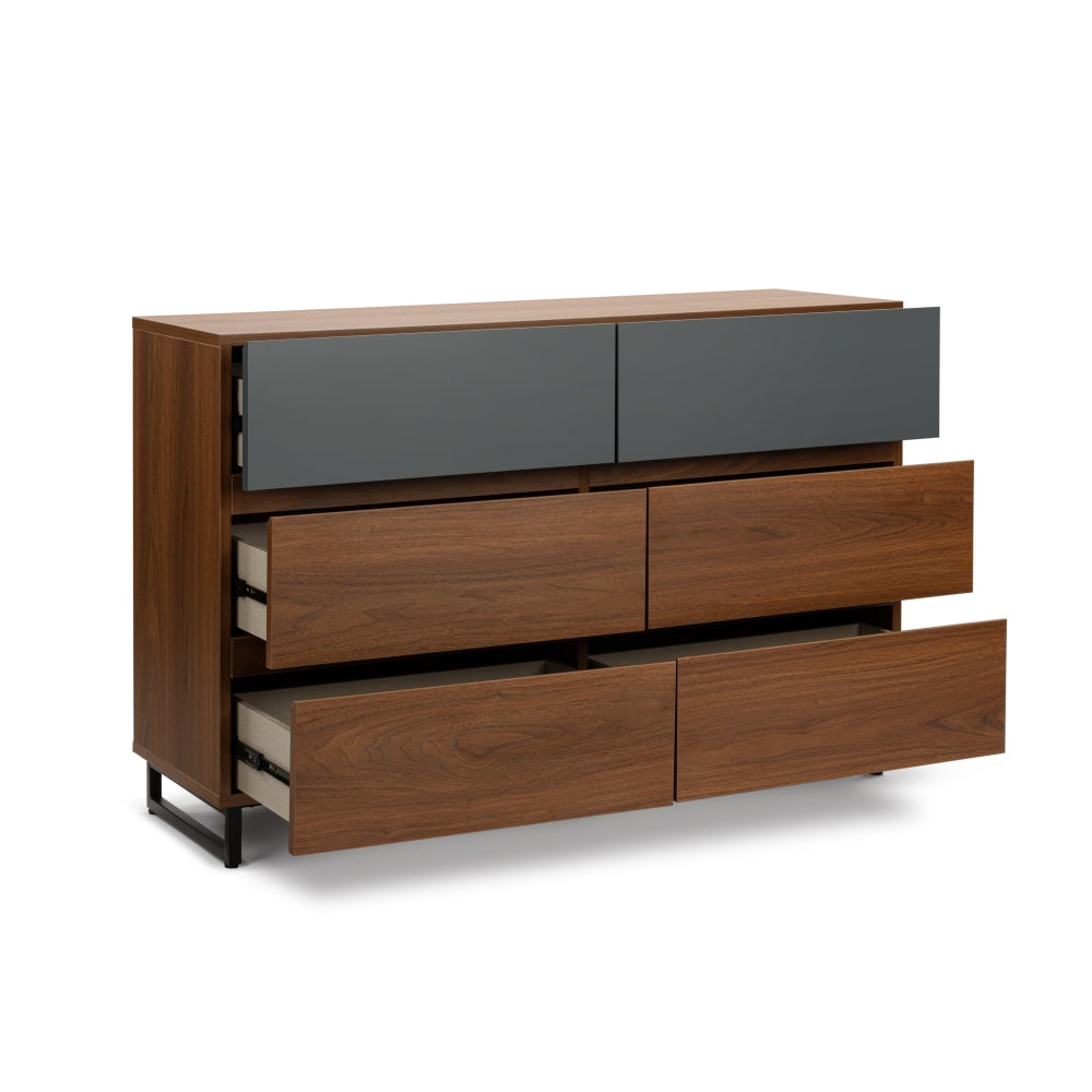 Zane Dresser Chest of 6-Drawers Storage Cabinet - Walnut/Charcoal Of Drawers Fast shipping On sale