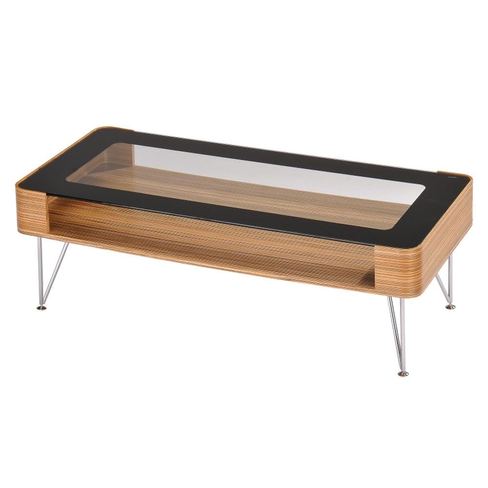 Zine Scandinavian Large Rectangular Coffee Table 120cm - Wooden Frame Glass Top Fast shipping On sale