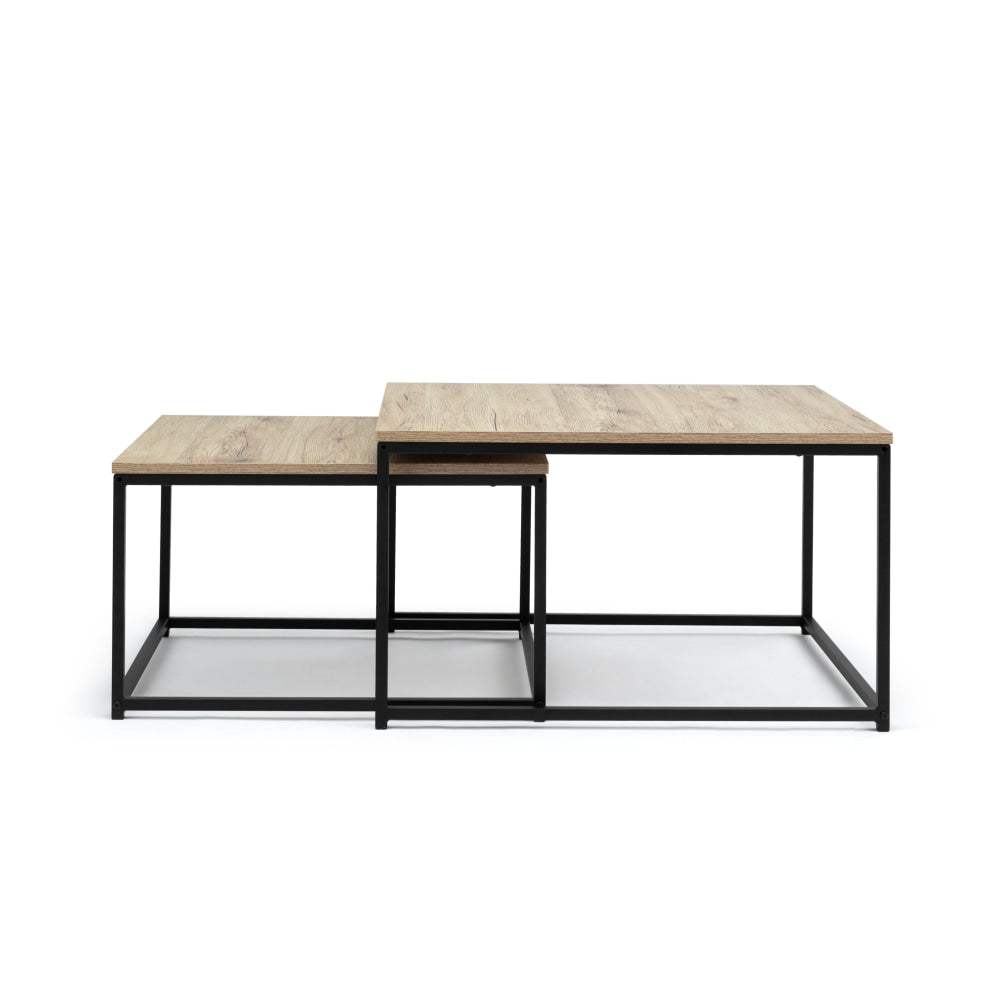 Zona Set Of 2 Nesting Rectangular Coffee Table - Oak/Black Fast shipping On sale