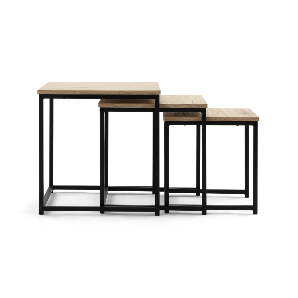 Zona Set of 3 Nesting Side End Lamp Table Square - Oak/Black Fast shipping On sale